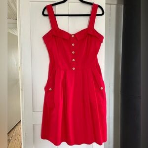 Red summer dress with pockets. Birds of North America “Tyrant” dress, size 12